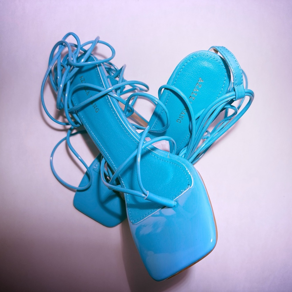 Azalea Wang Blue Lace-Up Heels